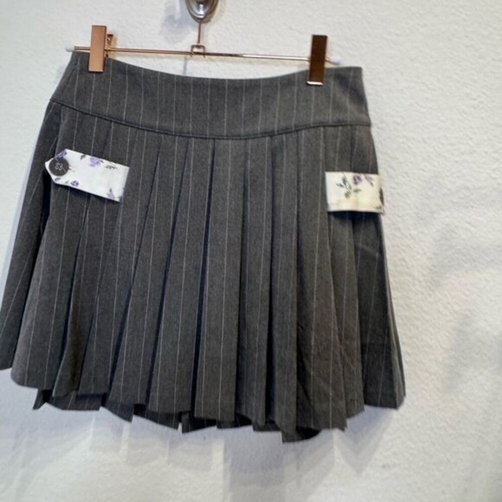 For Love And Lemons Gray Skater Skirt with Floral Details
